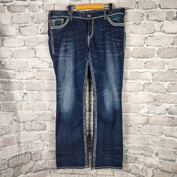 Silver Jeans Suki Mid Rise Slim Bootcut Dark Wash Size 36W/33L Rodeo Festival - Picture 5 of 16